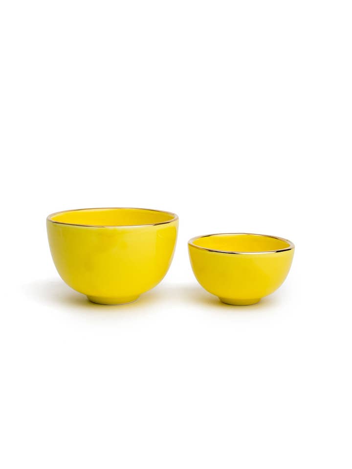 Minimalist Yellow Bowl With Gold Edges for wholesale by Flair Interiors