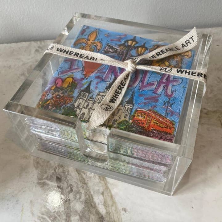 Porte-serviette de cocktail en acrylique pour la vente par WHEREable Art, LLC