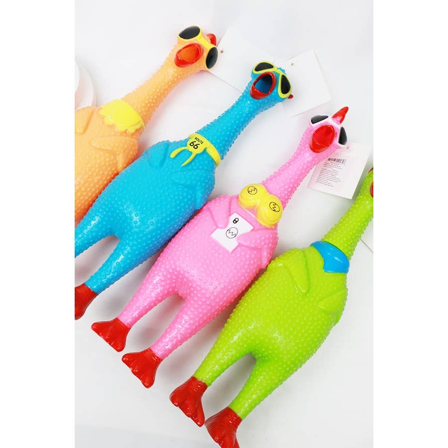 MIX COLOR Rubber Chicken Squeaky Toy for wholesale on Faire1