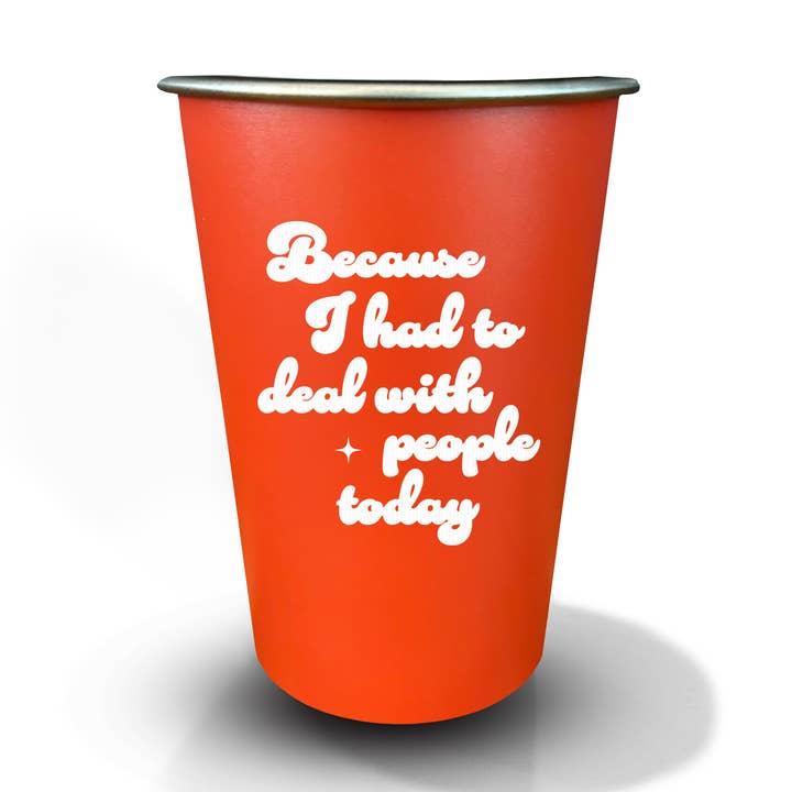 Copo Reutilizável de Aço Inoxidável de 16oz - Lidei Com Pessoas Hoje por atacado de Papersalt