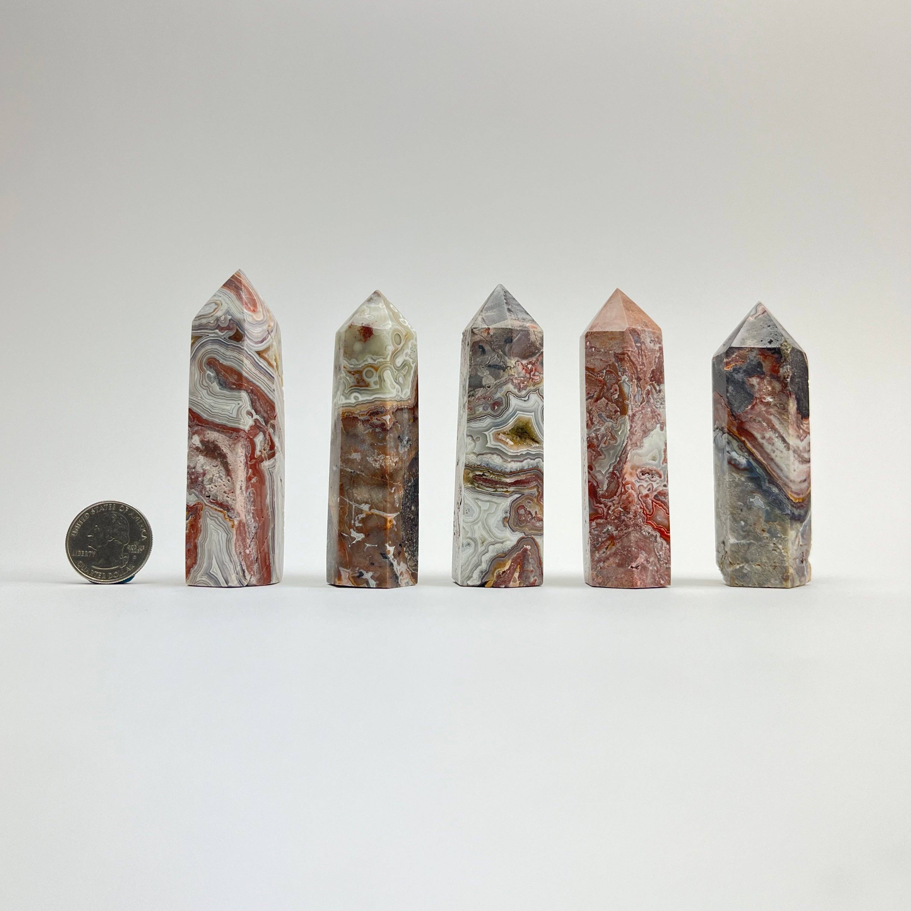 Pelham Grayson Rose - Wholesale Spiritual Stone/Crystal - Laguna Lace Agate | Polished Points | 70-85mm4