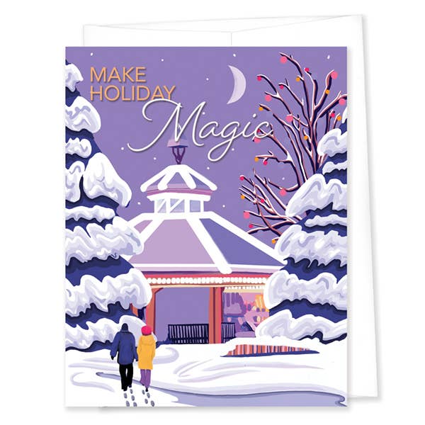 Holiday Romance - Season's Greetings Card (4.25x5/A2) for wholesale by Linda Sholberg Art