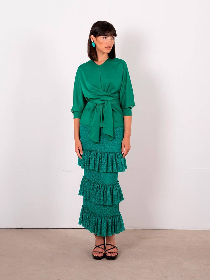 Nela Green Skirt for wholesale by Strena (C.C. Ramos S.L.U.)
