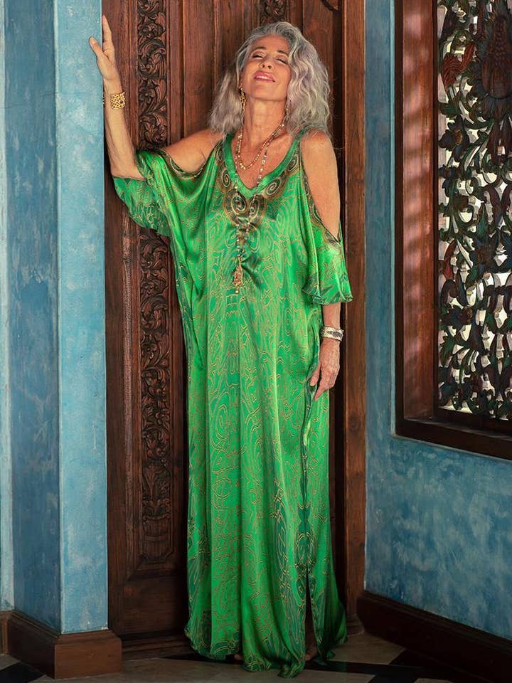 Emerald Crown Open Sleeve Dress for wholesale by Miramaya