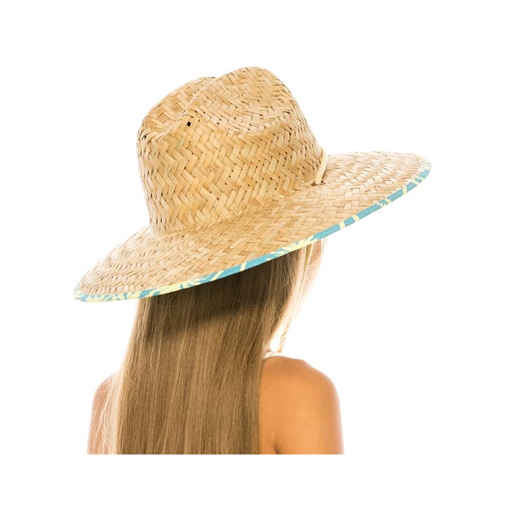 DNMC - Wholesale Sun Hat - Kids - Kid's Straw Lifeguard Sun Hat with Palm Trees