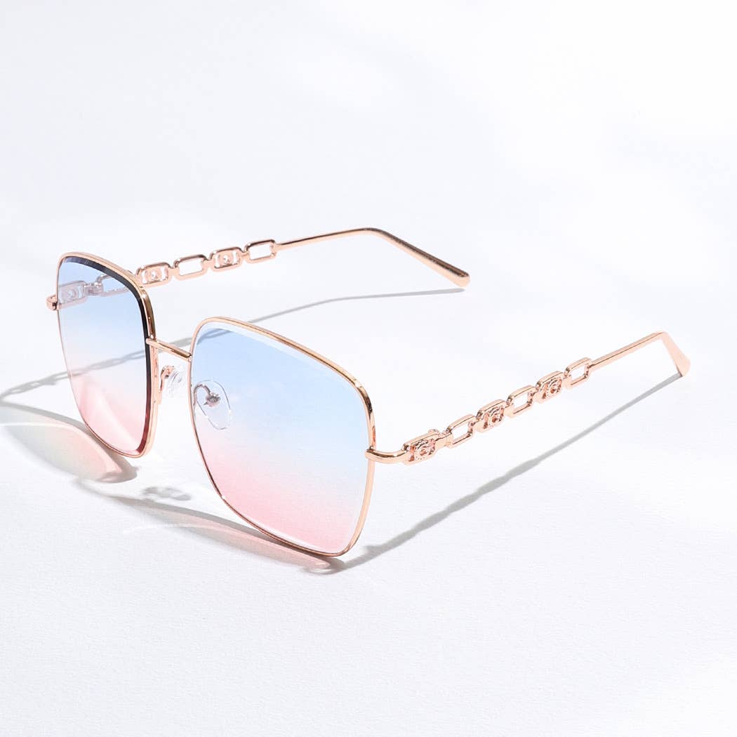 12 CORES SORTIDAS Óculos de sol em forma de corrente de lentes coloridas com armação fina para venda a revendedores na Faire7