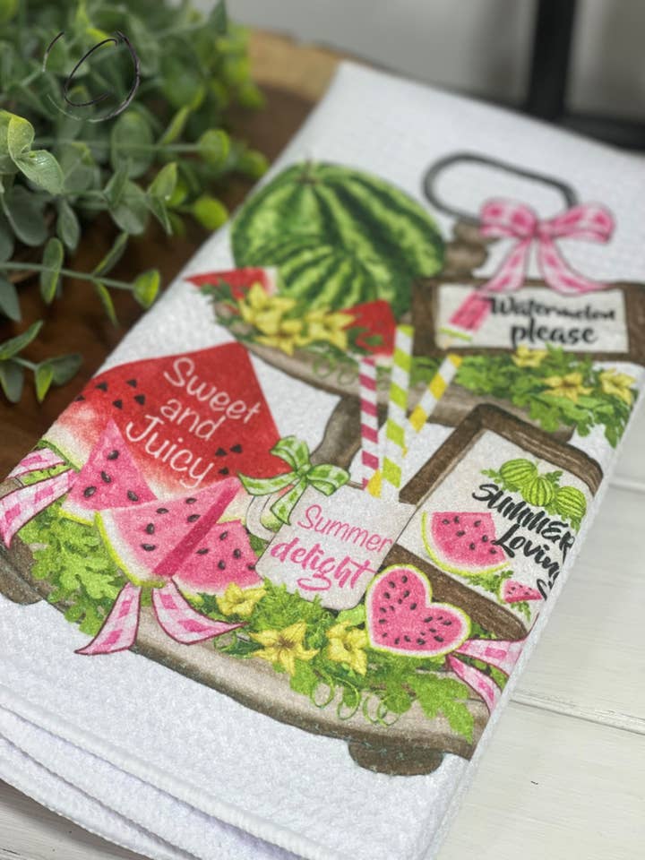 Watermelon Tier Tray Waffle Weave Tea Towel for wholesale by CMD Wholesale