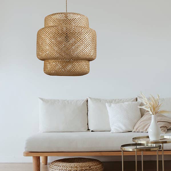 Drusilla Single Light Rattan Pendant Light for wholesale by ELE Light & Decor