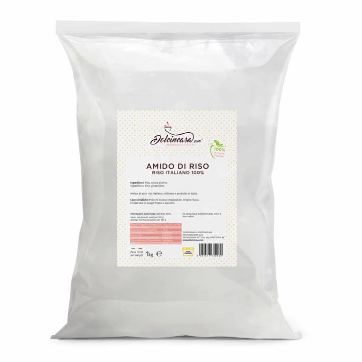 Dolcincasa.com - Venta al por mayor Harina de arroz - Almidón de arroz 1 kg - Arroz italiano puro