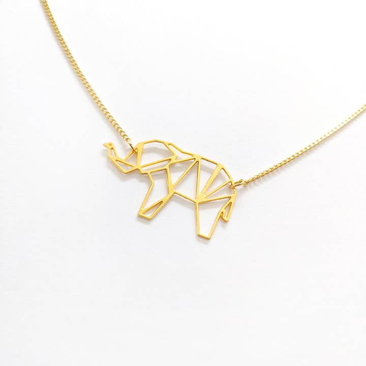 Shany Design Studio – wholesale Pendant/charm necklace – Elephant Necklace Origami Geometric Gold / Silver