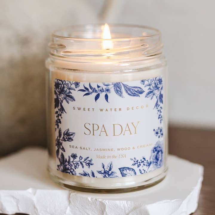 Sweet Water Decor - Wholesale Jar/Filled Candle - Spa Day 9 oz Soy Candle - Home Decor & Gifts