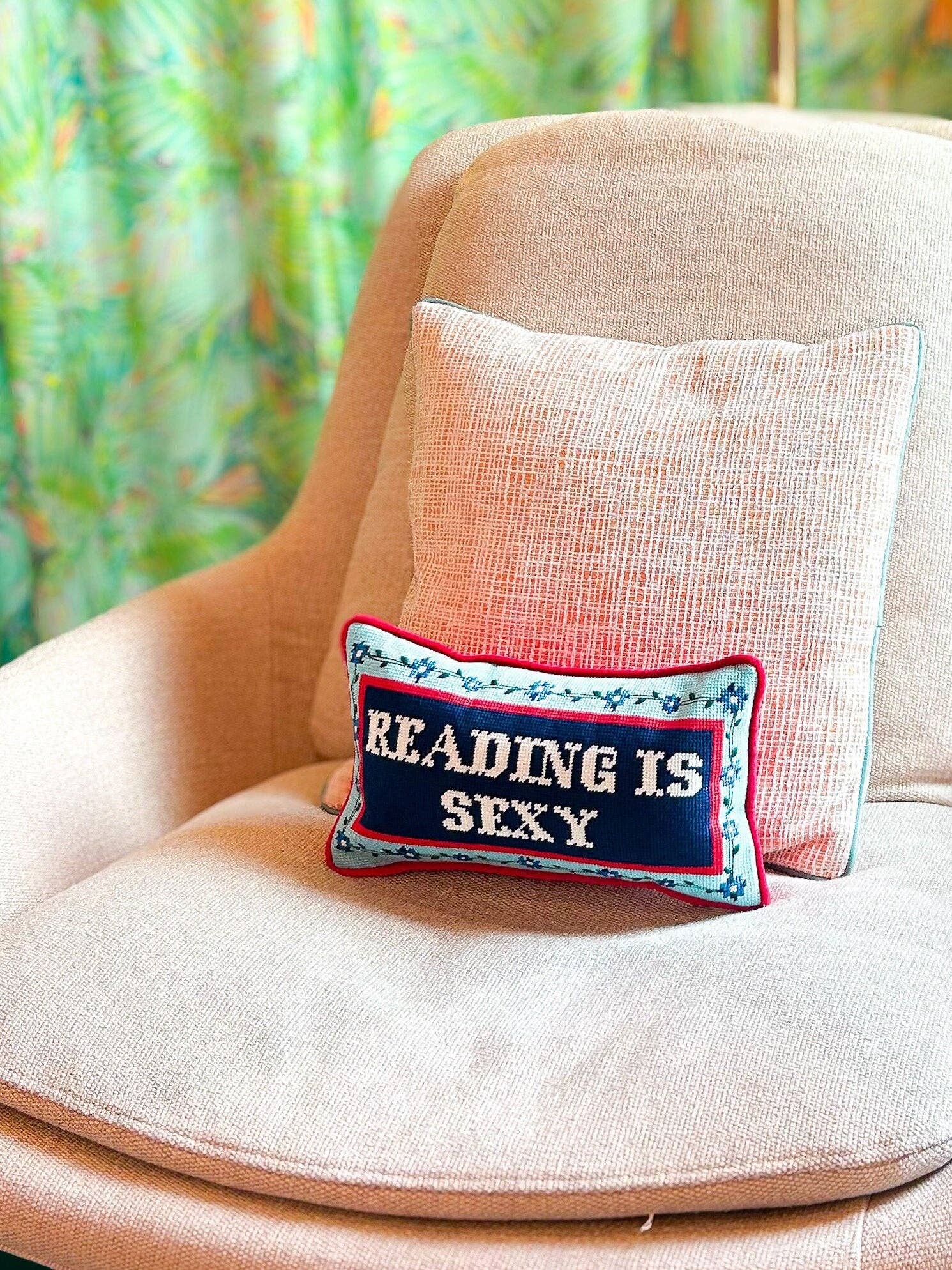 Southern Decorative - Wholesale Throw/Decorative Pillow - Reading is Sexy Needlepoint Pillow