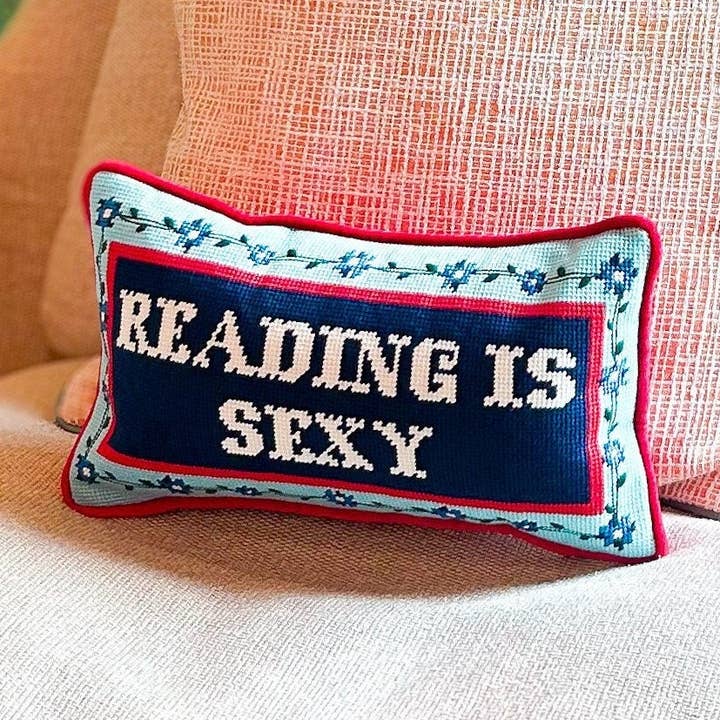 Southern Decorative - Wholesale Throw/Decorative Pillow - Reading is Sexy Needlepoint Pillow0