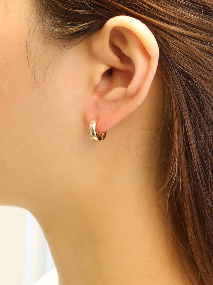 14K Cubic Zirconia Paved Hoop Earrings for wholesale by MiMi Wholesale