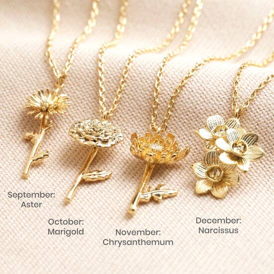 Lisa Angel - Wholesale Pendant/Charm Necklace - December Narcissus Birthflower necklace in Gold