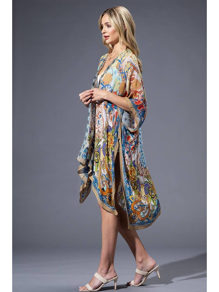Gold Blue Mandala Kimono for wholesale on Faire
