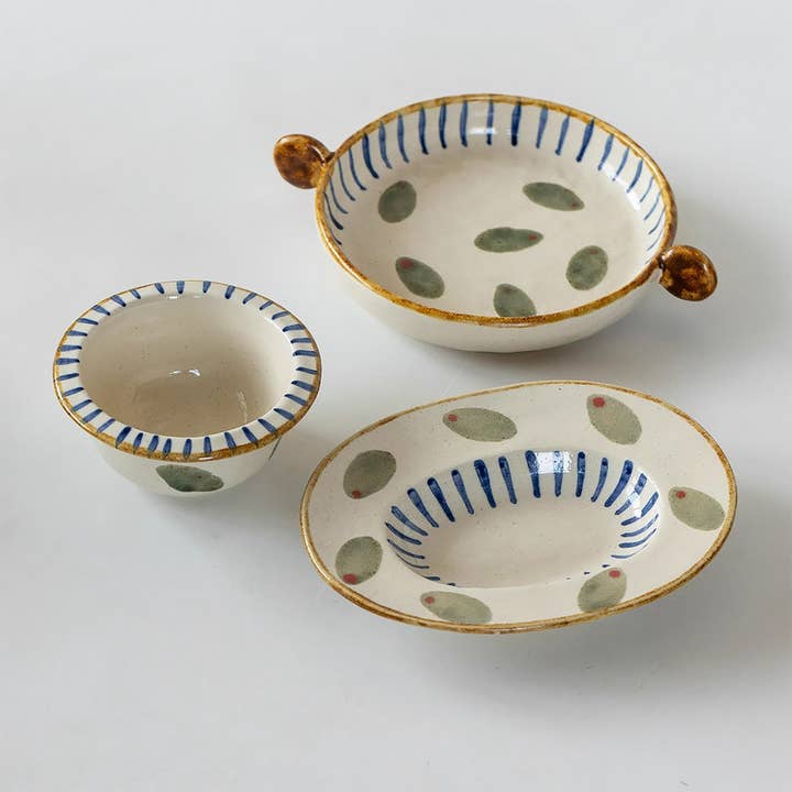 Louça de cerâmica Minoyaki com padrão de pequenas folhas pintadas à mão por atacado de MinoCraft