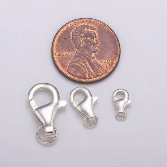 Aim Eternal - Wholesale Clasp - 925 Sterling Silver Lobster Clasps with Jump Ring Jewelry Findings for Bracelet, Necklace jewelry making supply component 10mm, 13mm, 20mm SL-233 SL-234 SL-2354
