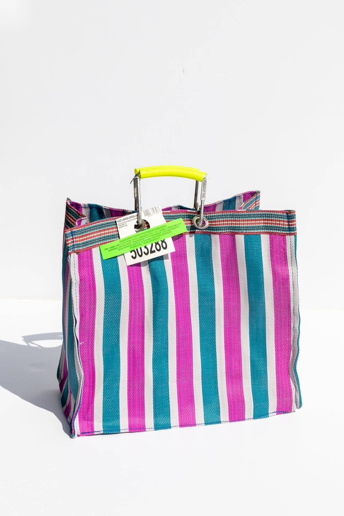 Puebco - Wholesale Grocery/Shopping Bag - RECYCLED PLASTIC STRIPE BAG - Square0