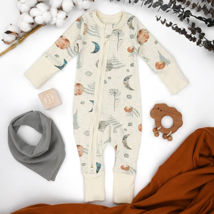 Earthy - Wholesale Sleepsuit - Baby - Organic Cotton Baby Pajamas 2-Way Zip Front Zipper Sleeper, Eclipse0