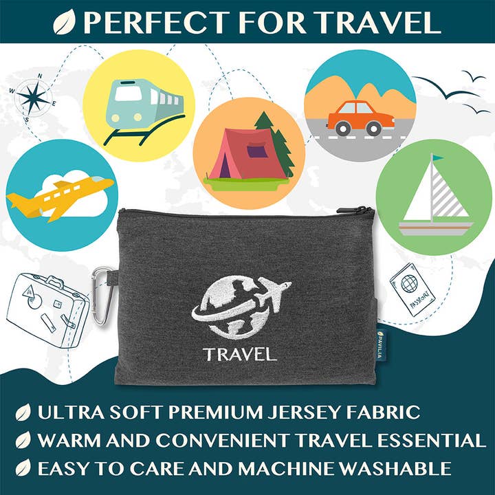 Pavilia - Wholesale Travel Blanket - Compact Fleece Travel Blanket Pillow9