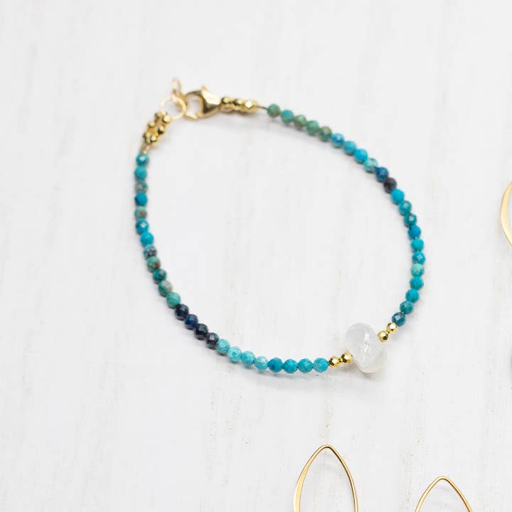 Moonstone & Chrysocolla Luna Simple Bracelet for wholesale by Susan Roberts Jewelry