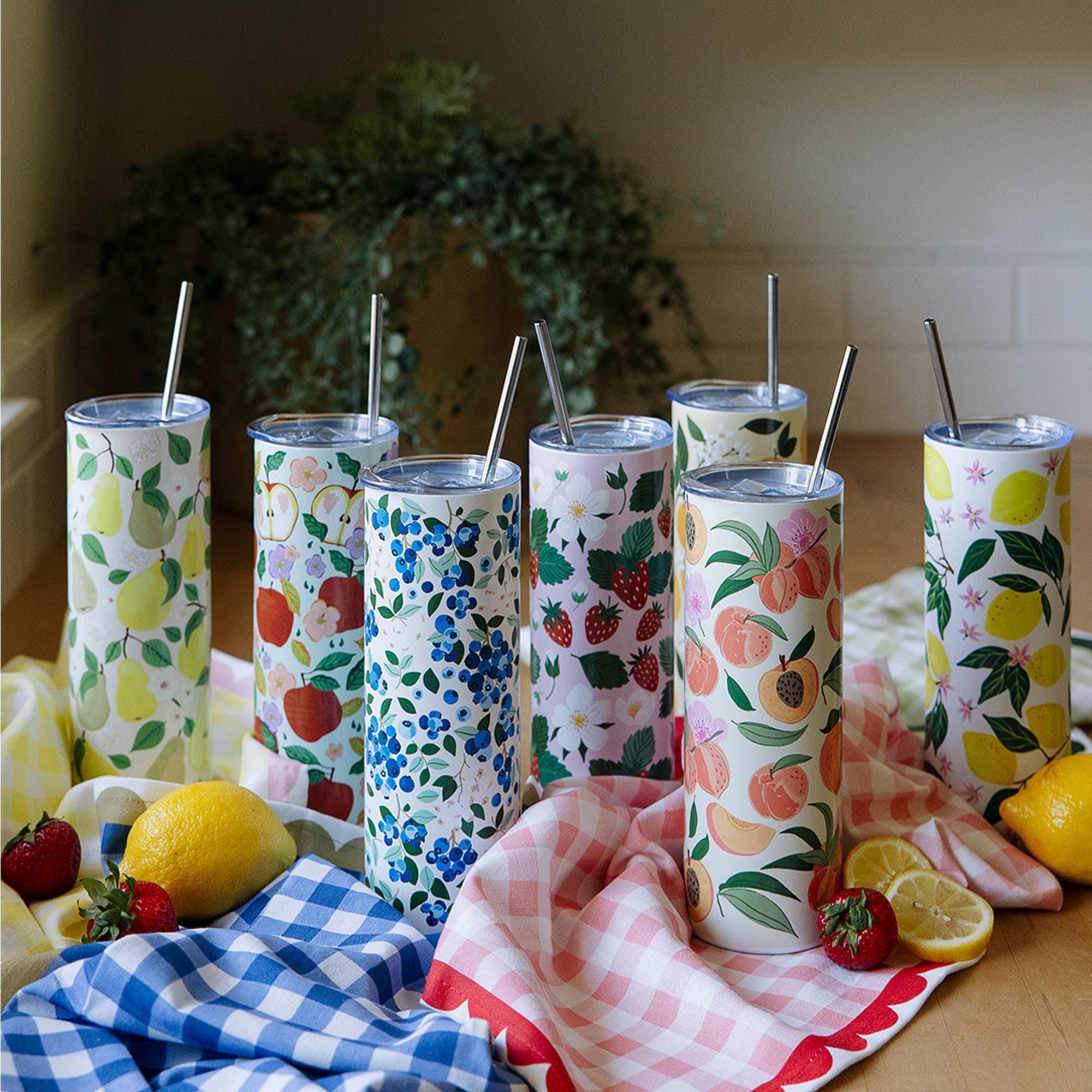 Paper Farm Press - Wholesale Insulated Mug/Tumbler - Blueberry Field 20oz Stainless Steel Skinny Tumbler5