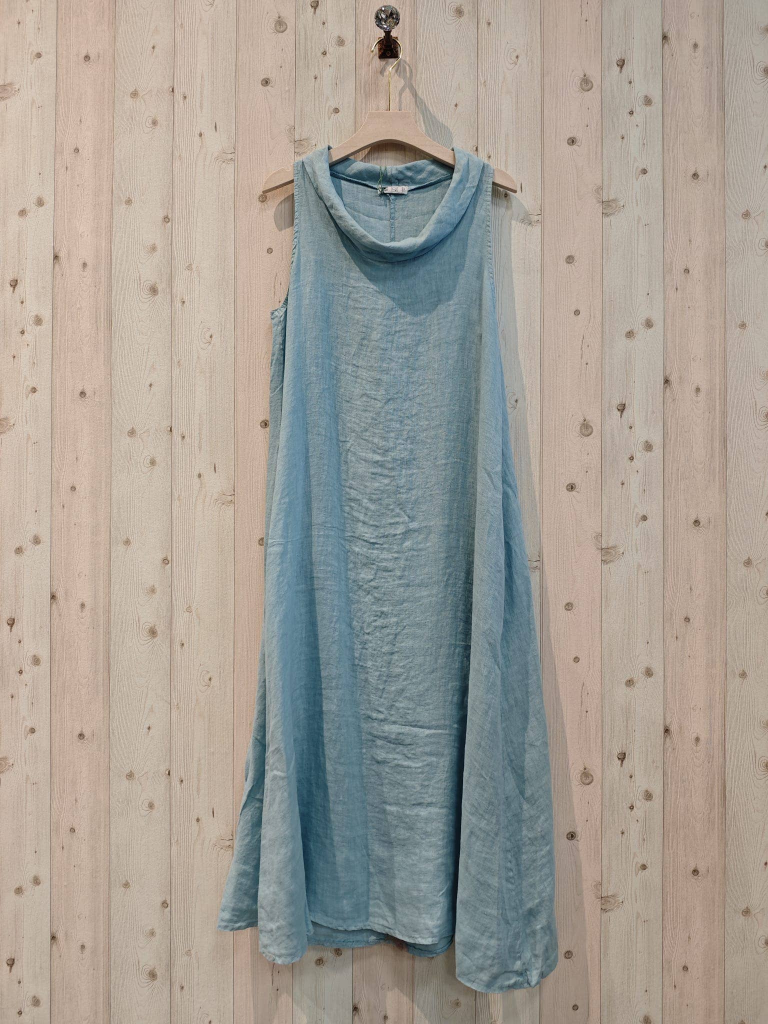 Linos y Textiles - Venta al por mayor Vestido - Mujer - REF 25396 VESTIDO LINO 100% CUELLO BARCA SIN MANGA5