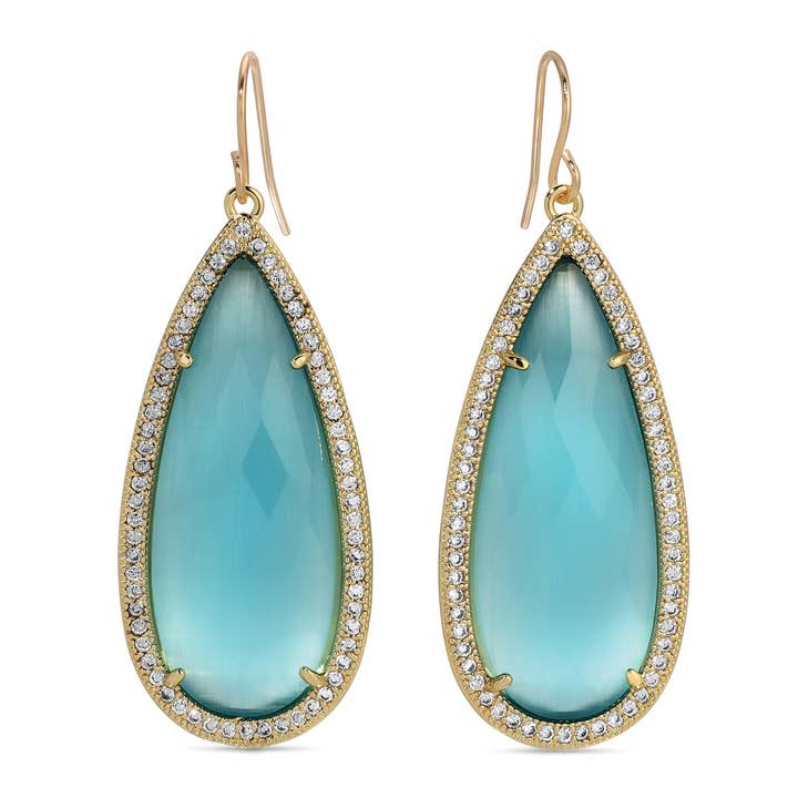 Splendid Iris - Wholesale Dangle Earrings - Phoebe, Long Shimmer Stone Earrings, SALE