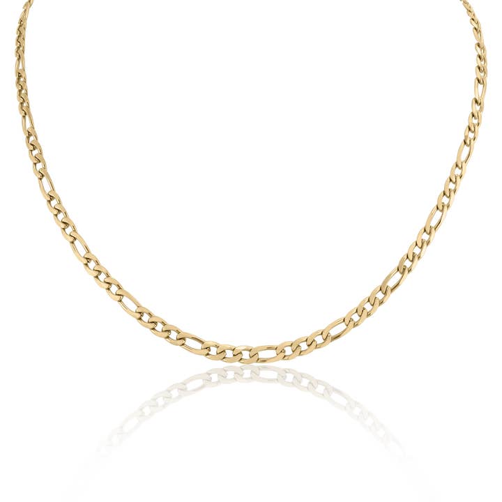 WJW - Wholesale Link & Chain Necklace - 18K Gold Figaro Chain Necklace