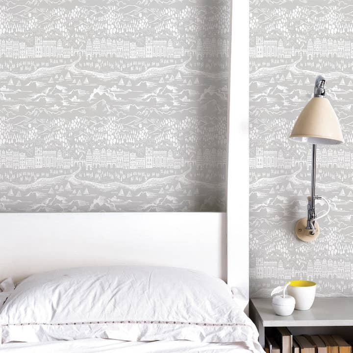 Province Town & Country Wallpaper in Natural Grey, 10m roll for wholesale on Faire1