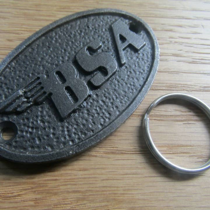 BSA Motorbike Cast Iron Key Ring for wholesale by IronmongeryWorld
