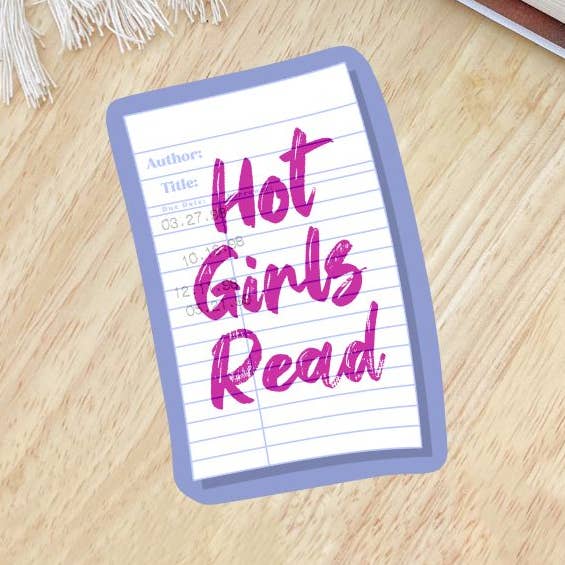Hot Girls Read Library Card 90s Nostalgia Sticker for wholesale by Serafine Art and Design