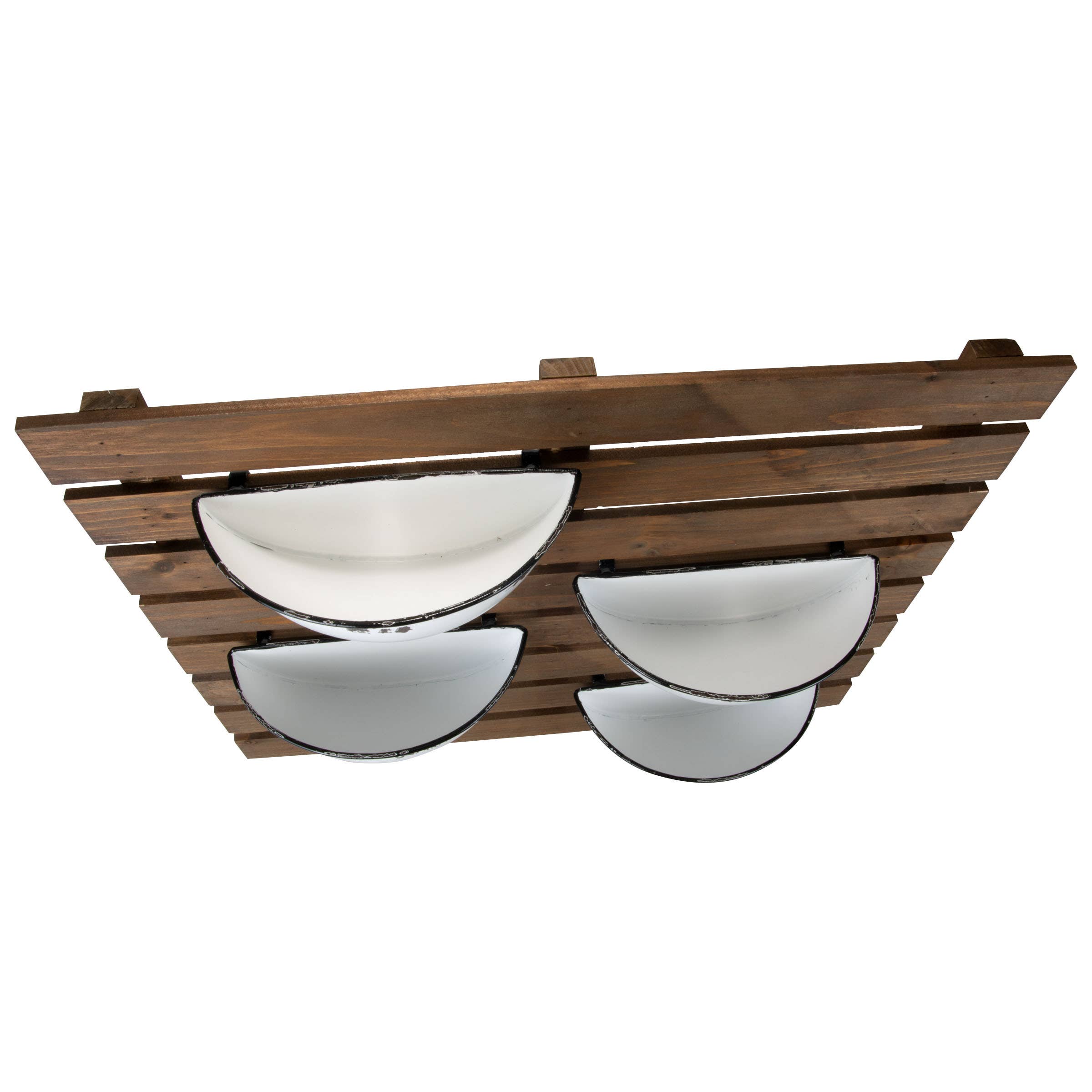 Foreside Home & Garden - Wholesale Wall Planter - Rustic Slat Wood Wall Planter with Four Distressed Pots5