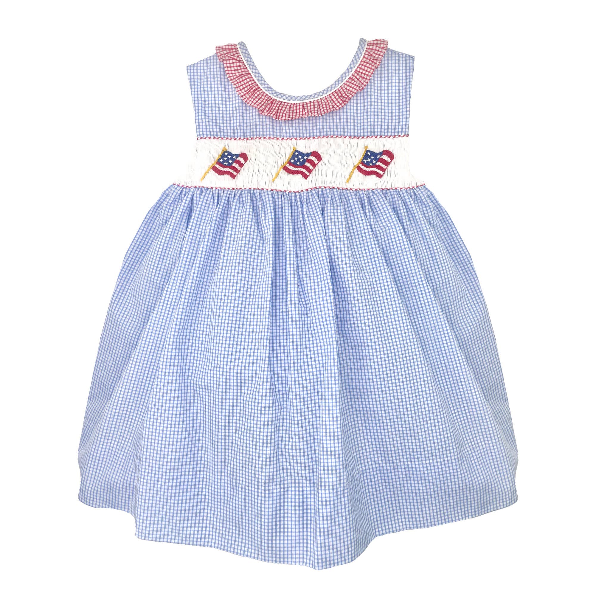 Petit Ami & Zubels - Wholesale Dress - Baby - Sun Dress with Flag Hand Picture Smocking