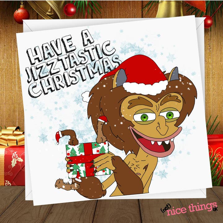 Carte de Noël Hormone Monster | Carte de Noël à grande bouche pour la vente par NotNiceThings