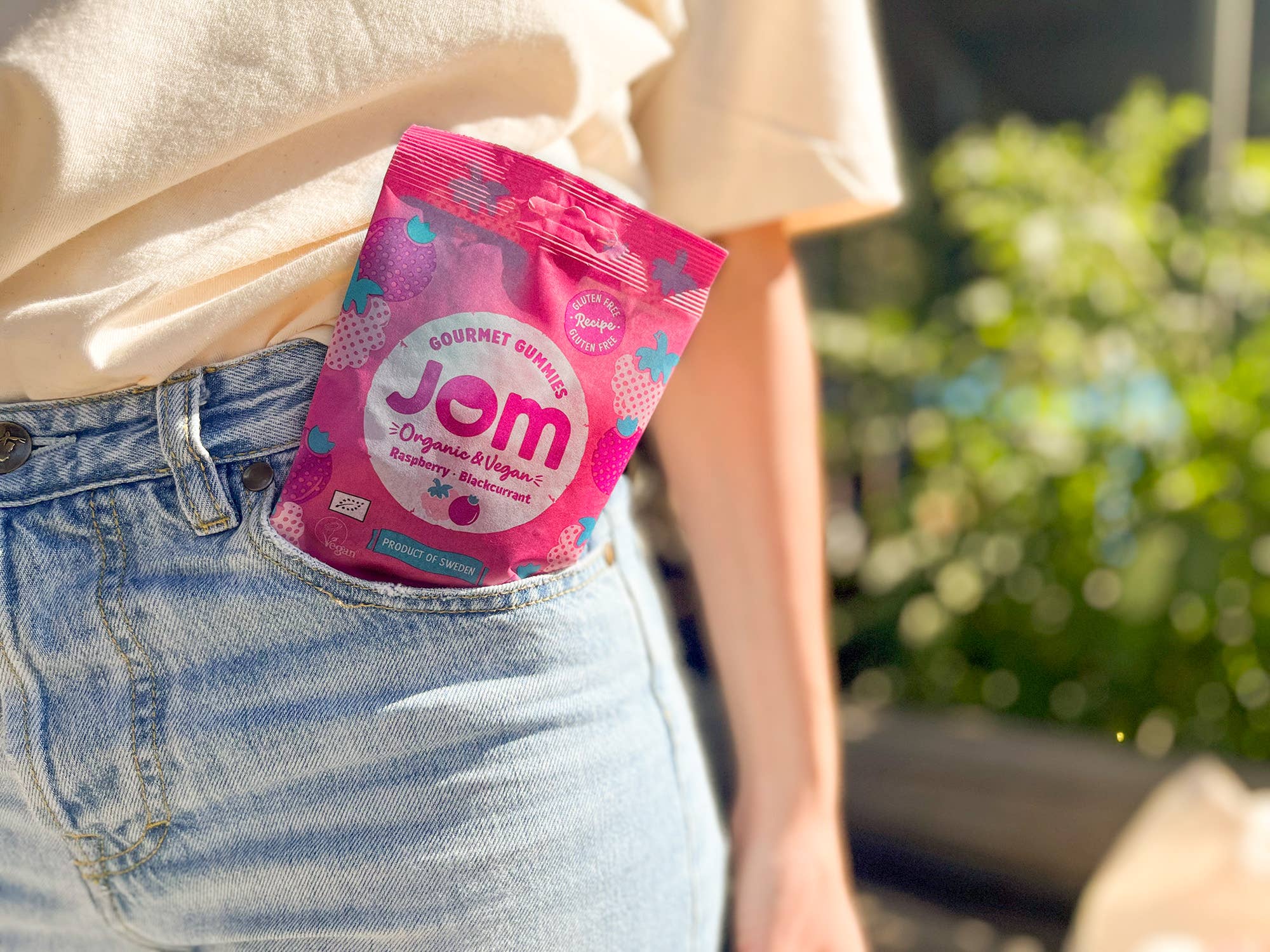 JOM - Vente Bonbons gélifiés - Bonbons gélifiés bio et végan aux framboises et cassis suédois