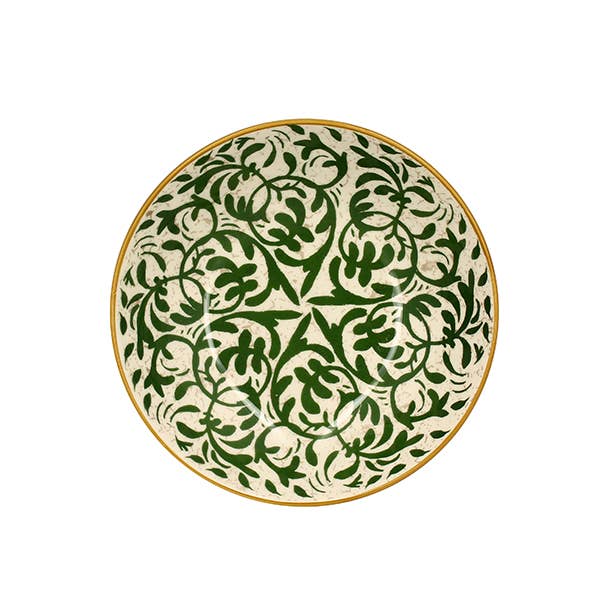 Novastyl - Wholesale Dinner Plate - HÉRACLÉE 20cm deep plate in stoneware with green decor2