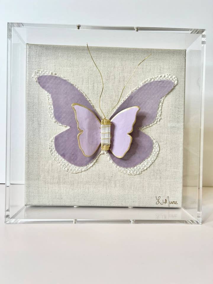 Butterfly Art Schaduwdoos van acryl 12x12 Frame - Lavender voor wholesale door Lisa Munz Designs