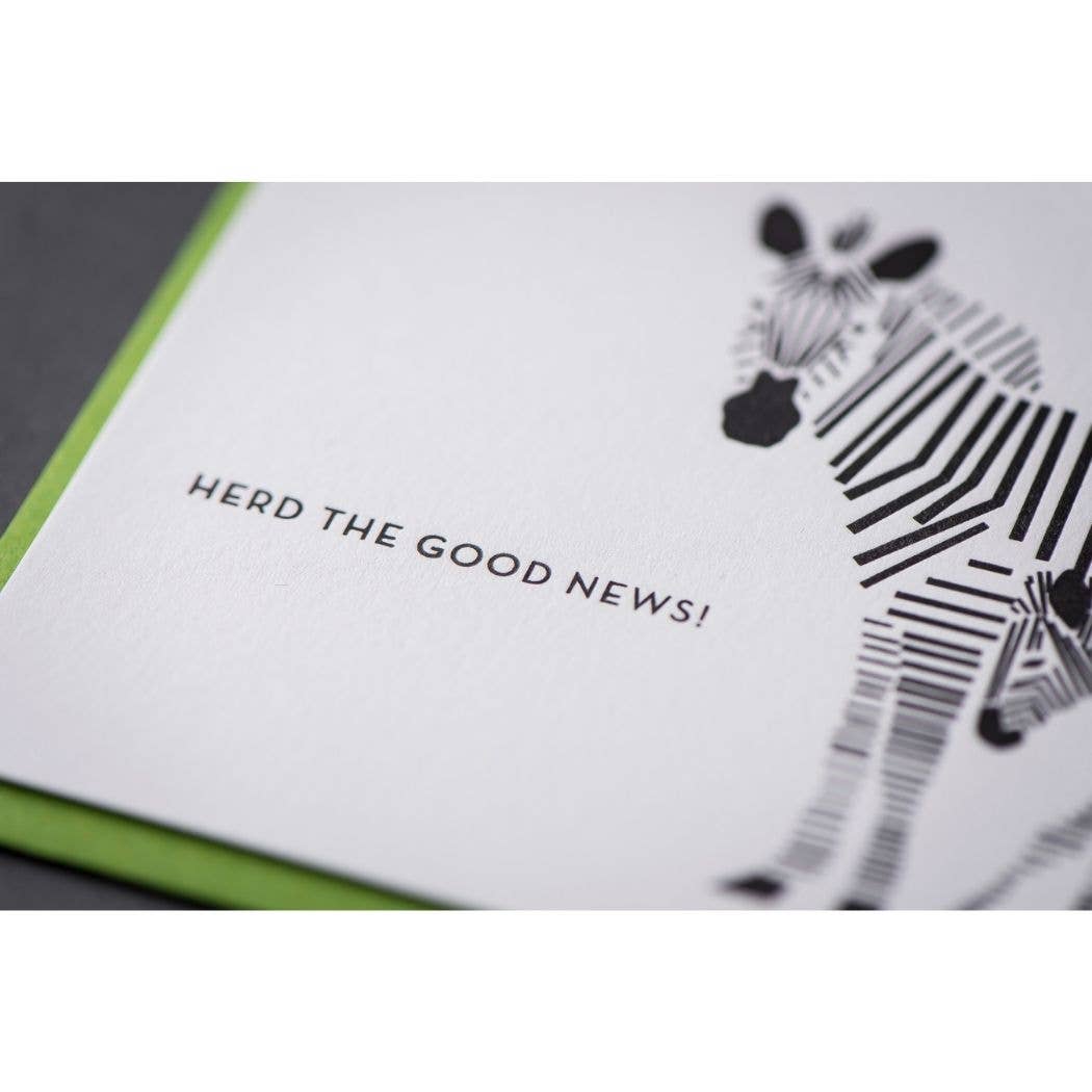 Porchlight Press Letterpress - Wholesale Baby Card - Zebra Modern Baby Card3