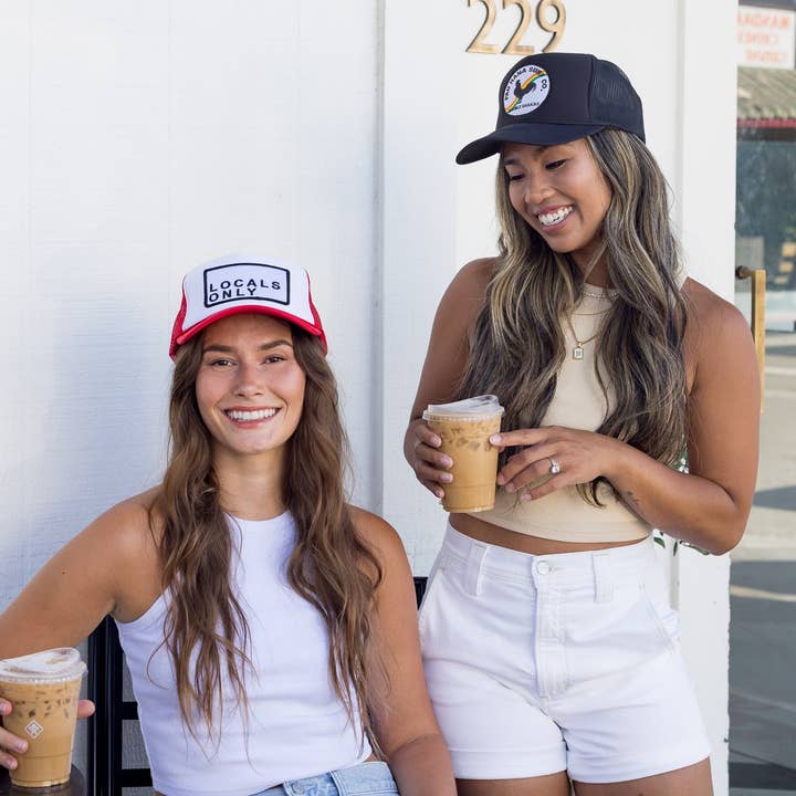 Friday Feelin' - Wholesale Trucker Hat - Unisex - Locals Only Trucker Hat in Red Split4