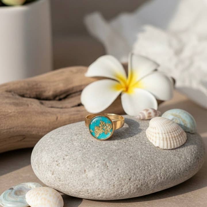 BLUE TIDE - Adjustable Aqua Green Ring for wholesale by DUESTELLE ITALIA