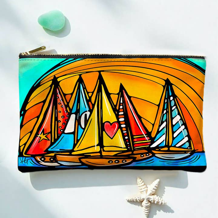 Bolsa Costera de Veleros al Atardecer – Neceser Náutico con Cremallera para venta al por mayor de Atelier Vero Wholesale