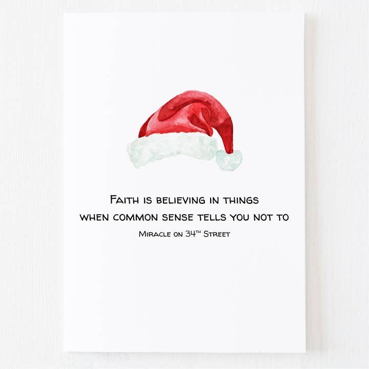 Faith Christmas Card - Santa Hat Card for wholesale by Mac and Mo Studio - Stationery and Greeting Cards