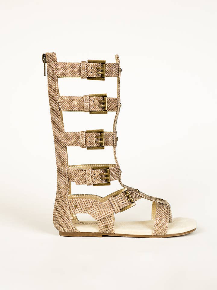 Toddler Jayla Gladiator in Gold Metallic for wholesale by Joyfolie