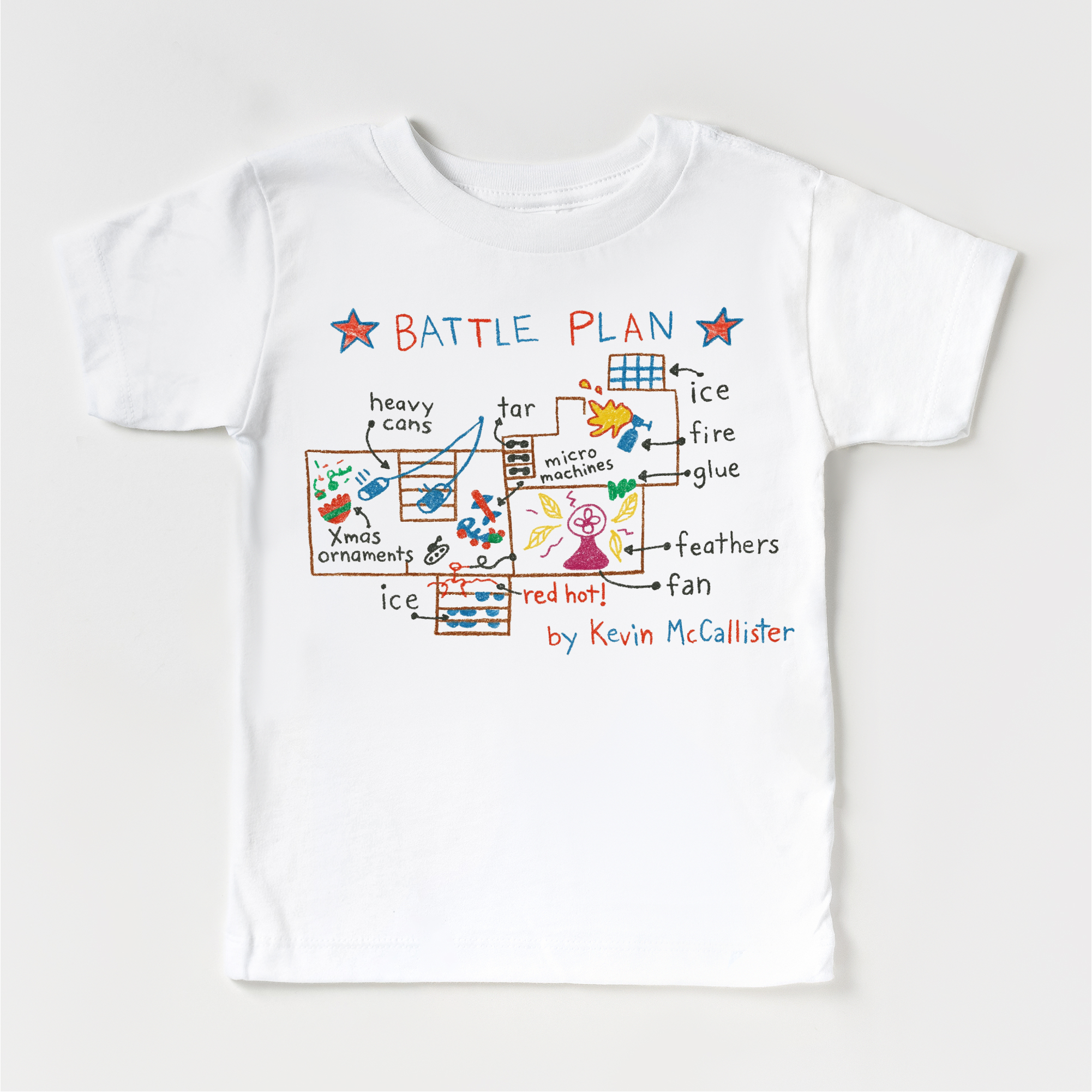 Madi Moosh - Wholesale Screen Printed T-Shirt - Kids - Kevin McCallister's Battle Plan Christmas Shirt2