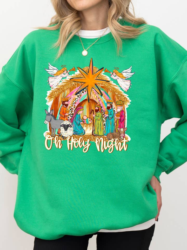 Midday USA - Vente Sweat-shirt à imprimés – femme - Sweat-shirt de Noël Oh Sainte Nuit6