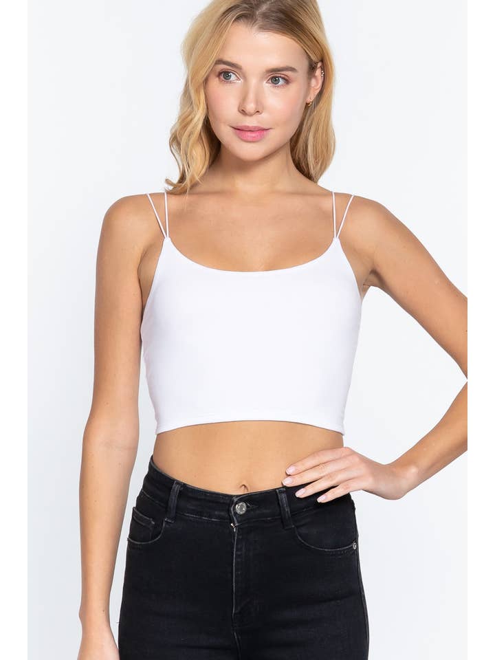 Active Basic | Active USA - Wholesale Camisole - Women's - Elastic Strap Two Ply Knit Cami Crop Top