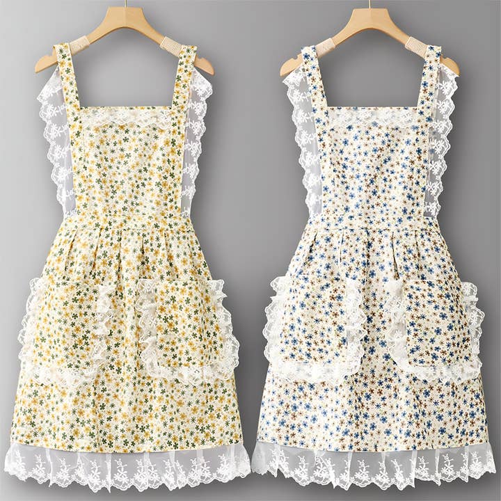 ACCITY - Wholesale Apron - Floral Lace Trim Kitchen Apron for Women_CWMM6594