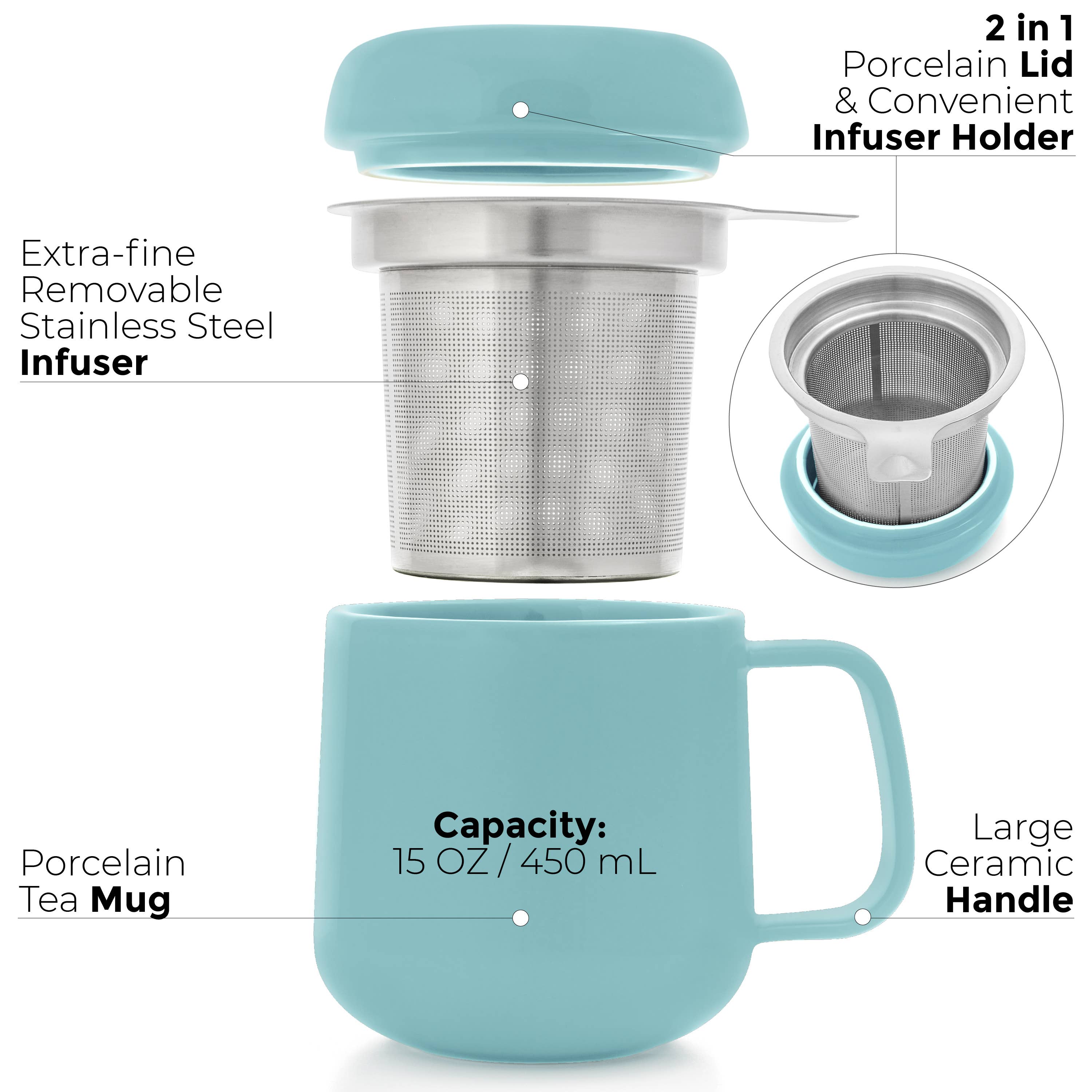 TEALYRA / LUXBE – Großhandel Teesieb/-Infuser – Sumo-Tasse aus Porzellan, mattierte Oberfläche, mit Teesieb, 152 ml7